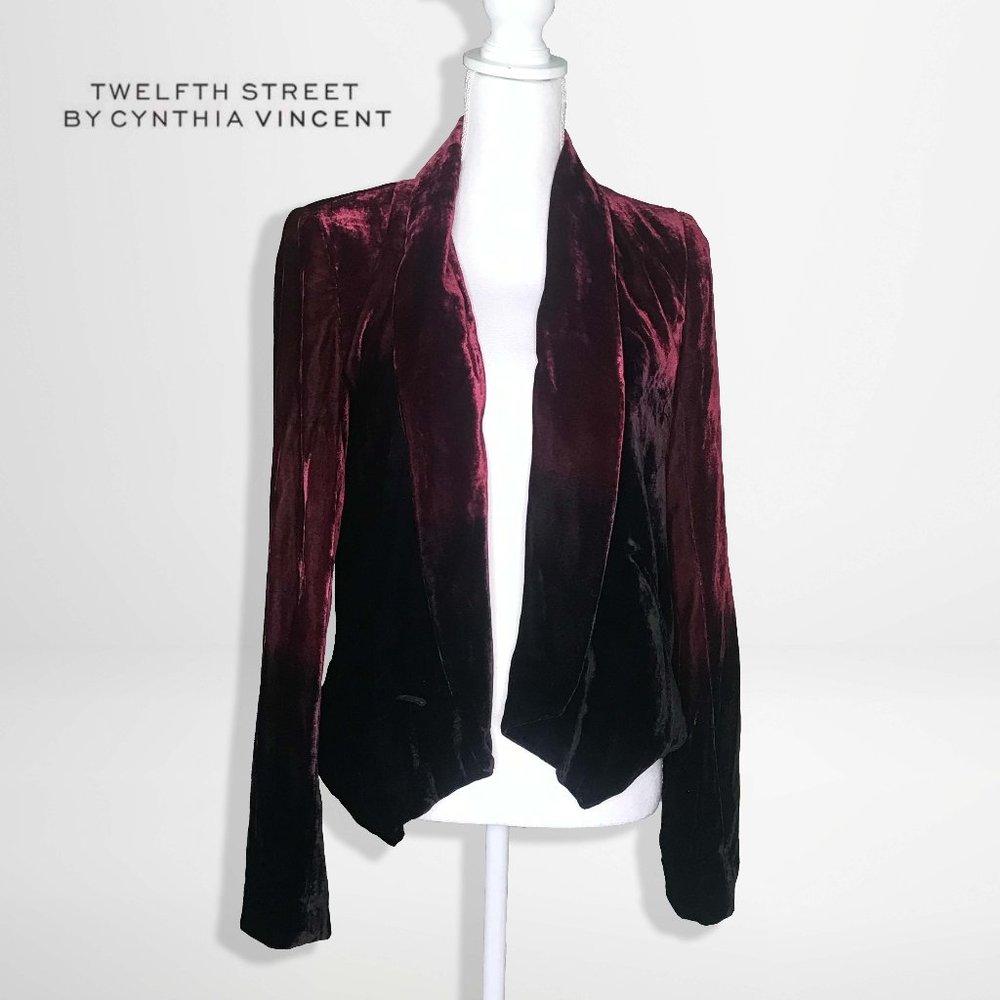 Velvet Red Ombre Blazer by Cynthia Vincent | Size 10